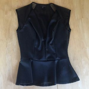 Peplum pleather mesh top